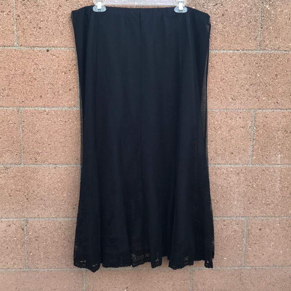 EUC Black Sheer Skirt with Embroidery